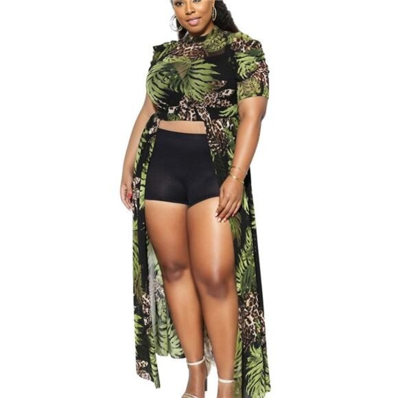 1XL Mesh High-Low Leaf Top - Picture 1 of 6